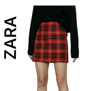 Zara Plaid Red Tartan Mini Skirt